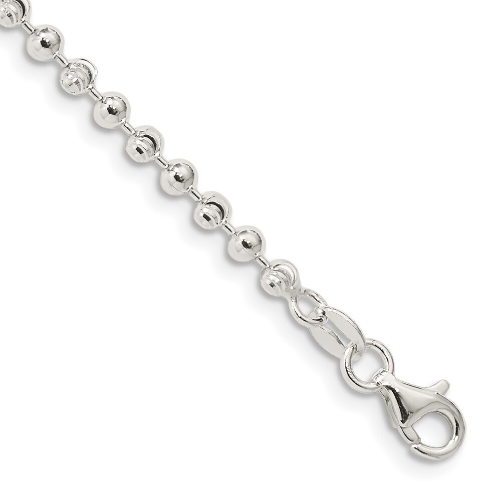 Kazi Luxury Sterling Silver 3mm Fancy Beaded Chain Anklet